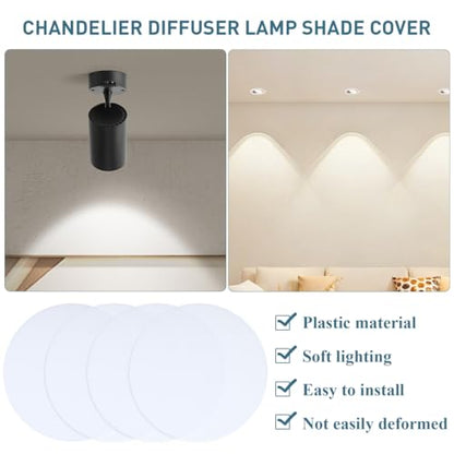 Ceiling Light Diffuser Cover 5.78 Inch Round Frosted White Lampshade Anti Glare Spotlight Downlight Shield Replacement for Chandelier Drum Lamp Pendant Lighting Accessories, 4PCS