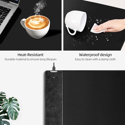 ExtreLife Wireless Charging Mouse Pad, Gaming Mouse Pad with Ultra-Smooth Surface, 31.5”x15.75” Large Desk Mat, Non-Slip Rubber Base, Waterproof Computer Keyboard Pad for Gaming, MacBook, Laptop, Desk - color: Black - 31.5"x15.7" (Wireless Charging)