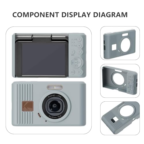 Case for Kodak PIXPRO C1 accessories,Soft Silicone Protective Case,Comes with 2 Screen Protectors and 1 Wrist Strap - Grey - color: Grey