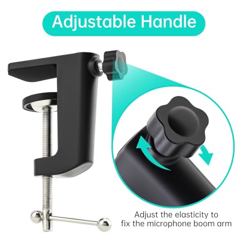 2pcs Desk Clamp, Heavy-Duty Metal C-Clamp13mm 0.51" Thread Hole C-Clip Mic Desk Mount Bracket Suspension Boom Scissor Arm Cantilever Bracket Table Lamp Base DIY for Studio Podcast (Black)