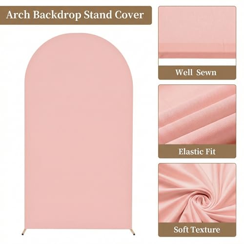Toolterritary Metal Arch Backdrop Stand and Cover Set, 8FT, 7.2FT Party Backdrop, Easy to Assemble, Backdrop Stand for Parties, Birthday, Baby Shower - color: Dusty Rose, size: 8ft,7.2ft