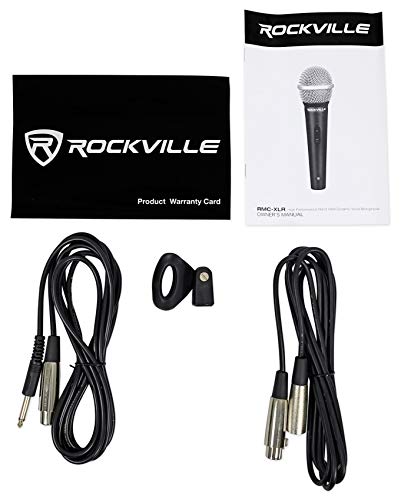 Rockville Podcasting Bundle: (2) RMC-XLR Metal Handheld Microphones, (2) RTMS21 Desktop Tripod Stands with Pop Filters, Shock Mounts, Cables, 4-Items