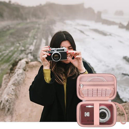 Elonbo Camera Carrying Case for KODAK PIXPRO FZ55/ FZ53/ FZ45/ FZ43 16MP Digital Camera, Vlogging Camera Storage Holder Travel Bag, Mesh Bag Fits Batteries, Cable, Memory Card, Card Reader,Rose Gold - color: Rose Gold+Inside Rose Gold