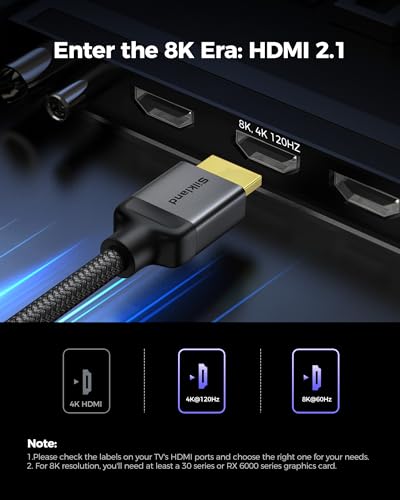 Silkland HDMI 2.1 Cable 20FT, [4K@240Hz 144Hz 120Hz, 8K@60Hz] 1440P Ultra High Speed HDMI Cable 48Gbps (Upgrade Braided), HDR10+, eARC, HDCP 2.3, Compatible for Xbox/PS5/PS4/Roku TV - color: Grey, size: 20 Feet, style: 1-Pack
