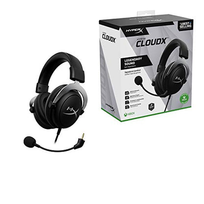 HyperX CloudX,Official Xbox Licensed Gaming Headset,Compatible with Xbox One and Series X|S,Memory Foam Ear Cushions,Detachable Noise-Cancelling Mic,in-line Audio Controls,Black/Silver,(Pack of 10) - size: Wired (Pack of 10)