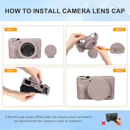 Easy Hood Case for Canon Powershot G7 X Mark III Digital Camera, Soft Silicone Protective Cover with Removable Lens Cover for Canon Powershot G7X Mark III DSLR Camera (Tiffany Pink) - color: Tiffany Pink