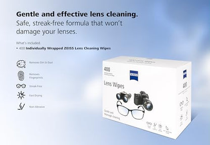 ZEISS Pre-Moistened Alcohol Wipes, Glasses Cleaner, 400 Count - size: 400 Count (Pack of 1)