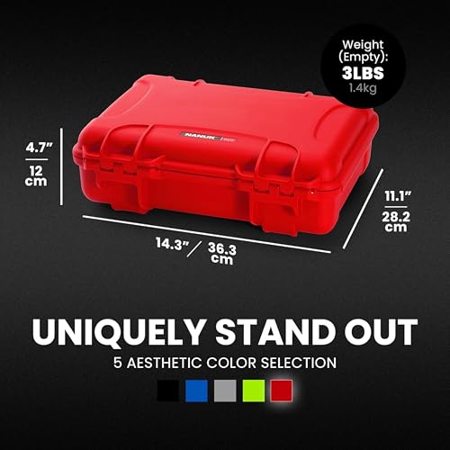 NANUK 910 Hard Case with Customizable Cubed Foam, IP67 Waterproof, Dustproof and Impact Resistant, 14.3” x 11.1” x 4.7”, Rugged Construction for Ultimate Protection, Made in Canada – Red - color: Red, style: Cubed Foam
