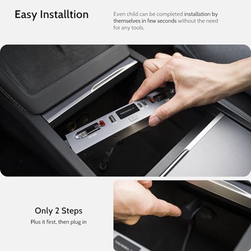125W Max Retractable USB Hub, Tesla New Model Y Juniper (2026/2025) Accessories, Super Fast Charger Up 65W for MacBook Pro/Air/iPhone 16/15/Samsung Series, 5 in 1 Docking Station - style: Tesla New Model Y Juniper (2026/2025)