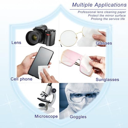 500 Pieces Lens Cleaning Paper Tissue and 2 Double Sided Cleaning Cloth-Lens Cleaning Paper for Camera Lenses, Microscopes, Computer Screens, Magnifiers, Glasses, 10 Booklets