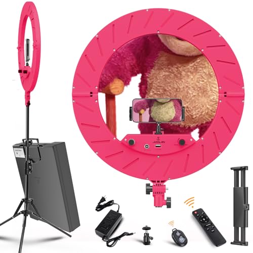 Ring Light 18 INCH Kit,55W6700k Dimmable LED Light, Tripod Stand, Remote Controller,Box for Camera,Smartphone,YouTube,TikTok,Self-Portrait Shooting,CRI95 (Rec(Red Like Kumame B-e-a-r)) - color: Rec(Red like Kumame B-e-a-r)