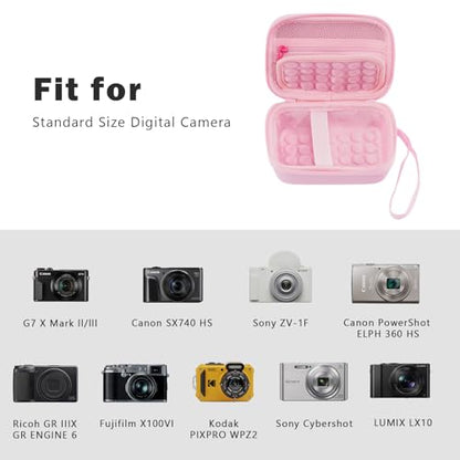 ProCase Hard Shell Digital Camera Case for Canon G7X Mark III Mark II, Sony Cybershot, PowerShot SX740, Ricoh GR III, Kodak Pixpro, Compact 4K Vlogging Small Cameras Travel Carrying Storage Bag -Pink - color: Pink