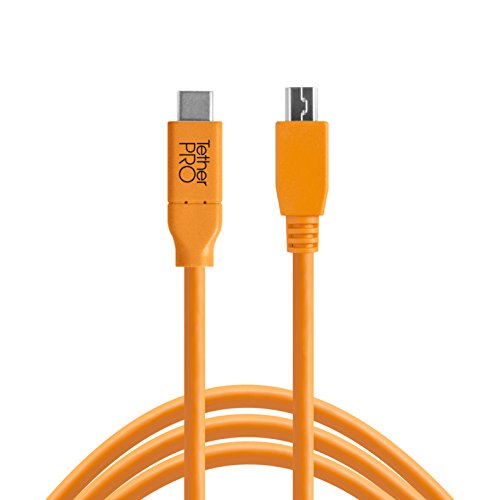 TetherPro USB-C to 2.0 Mini-B 5-Pin, 5Gbps Gen 1, 15' (4.6m), High-Visibility Orange