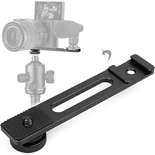 ChromLives Cold Shoe Bracket Extension Bar, Hot Shoe Extension, Microphone Mount with 1/4'' Tripod Screw Compatible with Mirrorless Camera Vlogging Sony A6400 6300 6500 6000 Zhiyun 4 DJI Osmo Pocket - color: Cold Shoe Bracket