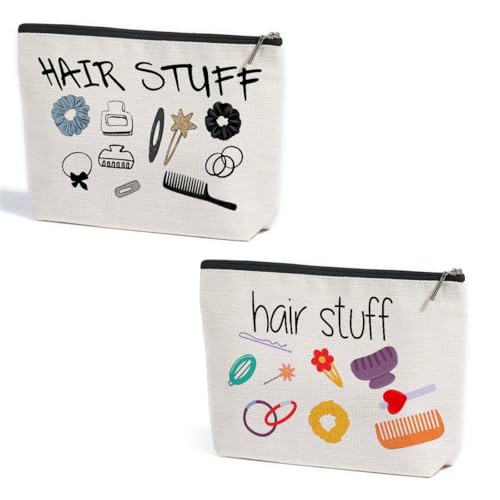 2 Pcs Hair Stuff Makeup Bag, Hairstylist Portable Pouch Purse Travel Essentials Organizer Cosmetic Bags for Women, Roomy Travel Makeup Toiletries Accessories, Christmas Birthday Gifts for Women - color: Multicolor 1448