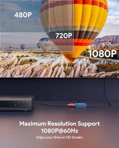 ABLEWE RCA to HDMI,AV to HDMI Converter, 1080P Mini RCA Composite CVBS Video Audio Converter Adapter Supporting PAL/NTSC for TV/PC/ PS3/ STB/Xbox VHS/VCR/Blue-Ray DVD Players, Blue - color: Blue