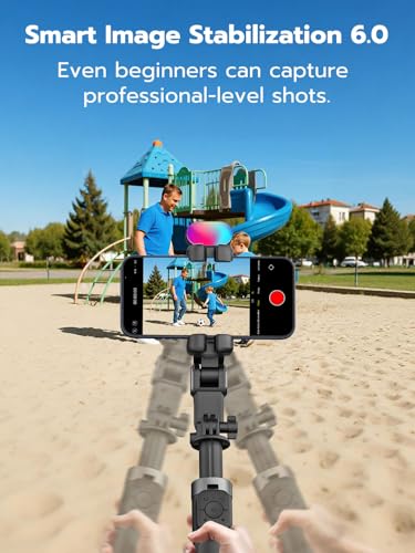 AOCHUAN Gimbal Stabilizer for iPhone, 4 in 1 Phone Gimbal w/360° Rotation for iPhone/Andriod Sefie Stick Tripod w/Auto Face Tracking and Wireless Remote for Vlogging-M3 Promini Black - color: Black