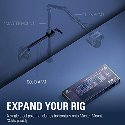 Elgato Solid Arm, Holding Arm with Padded Clamp | Clamps horizontally onto Master Mount, Ball head with 1/4-inch screw, Steel and hard composite build - style: Solid Arm