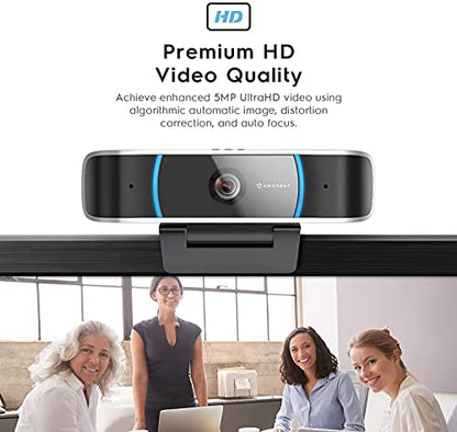 Amcrest 5-Megapixel Webcam with Microphone, Web Cam USB Camera, Computer HD Streaming Webcam for PC Desktop & Laptop w/Mic, Wide Angle Lens & Large Sensor for Superior Low Light (AWC5100)