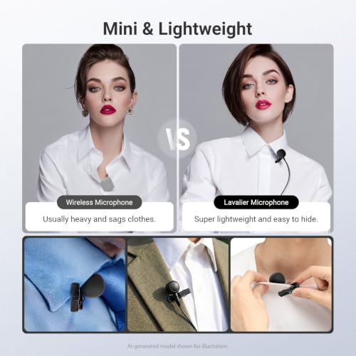 NEEWER ø9.7mm Lavalier Microphone (2 Pack), 3.5mm TRS Clip On Lapel Wired Omnidirectional Condenser Lav Mic with 1.5m Cable & Windscreen for Video Recording, Vlogging, Filming, LM10 - style: LM10