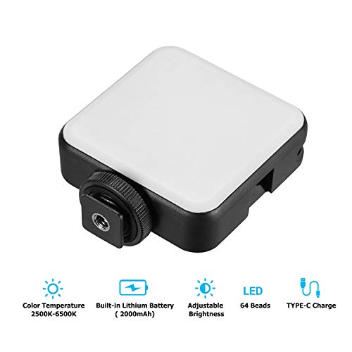 Video Conference Lighting Kit, Andoer LED Video Light with 2500K-6500K Dimmable Rechargeable 3 Cold Shoes and Suction Cup Mount for Laptop Live YouTube Streaming Online Meeting
