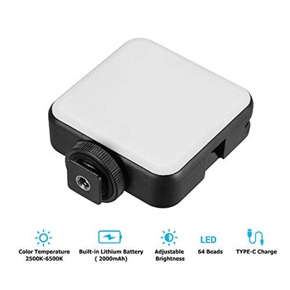 Video Conference Lighting Kit, Andoer LED Video Light with 2500K-6500K Dimmable Rechargeable 3 Cold Shoes and Suction Cup Mount for Laptop Live YouTube Streaming Online Meeting