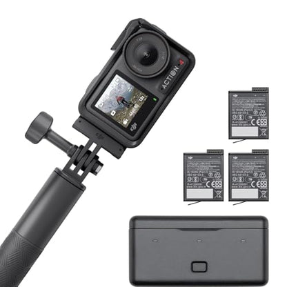 DJI Osmo Action 4 Adventure Combo, 4K/120fps Action Camera | Waterproof, 1/1.3-Inch Sensor, 10-bit & D-Log M, 155° Ultra-Wide FOV, Over 7.5 h With 3 Extra Batteries for Vlogging - style: Adventure Combo
