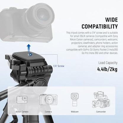 NEEWER Entry Level Version Mini Desk Phone Tripod Compatible with iPhone for Video Recording, Small Compact Table Top DSLR Camera Camcorder Webcam Stand, 3 Way Pan Tilt Head & Cell Phone Holder, TP52 - style: TP52