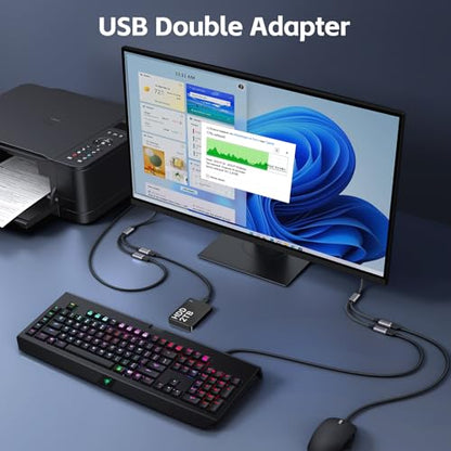 KiwiBird USB Splitter 1 in 2 Out, USB A Splitter, Y Cable Dual Double Port Power Adapter for Charging and Data (2 Pack) for Laptop PC TV Desktop Computer Mac PS5 PS4 Xbox Keyboard Mouse - size: 2 Pack