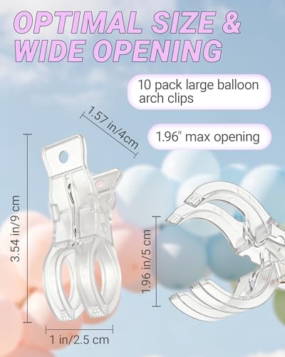 10 Pack Balloon Arch Clips 3.5 Inch Clear Plastic Spring Clamps Invisible Backdrop Clips for Photography Studio Professional Balloon Garland Kit Party Decoration Non-Slip Backdrop Stand Clamps