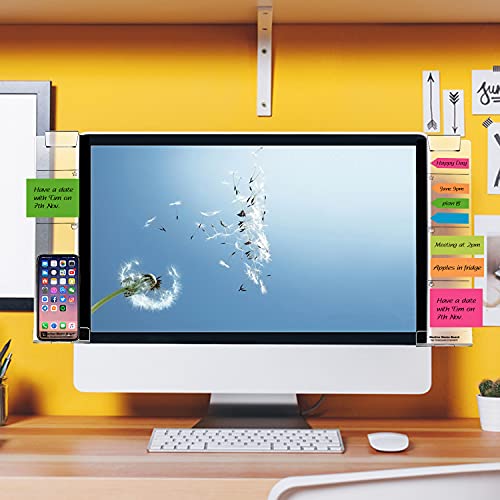 Monitor Memo Boards for Computer, Set of 2 (Left & Right) Multifunction Acrylic Screen Message Reminder Pad Side Panels Phone Holder - Utility Organizer for Office Desktop, Gift of 1 Pack Sticky Notes - style: Left + Right