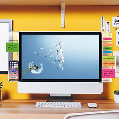 Monitor Memo Boards for Computer, Set of 2 (Left & Right) Multifunction Acrylic Screen Message Reminder Pad Side Panels Phone Holder - Utility Organizer for Office Desktop, Gift of 1 Pack Sticky Notes - style: Left + Right