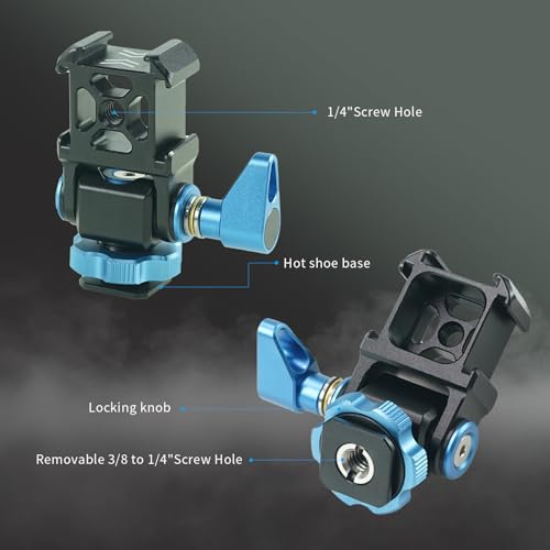 Tripod Ball Head Mount 3 Port Cold Shoe Mount with 1/4"-20 Thread, 360° Rotating Panoramic Ball Head for DSLR Camera Tripod Monopod Slider Camcorder Camera Cage Flash LED Monitor Microphone