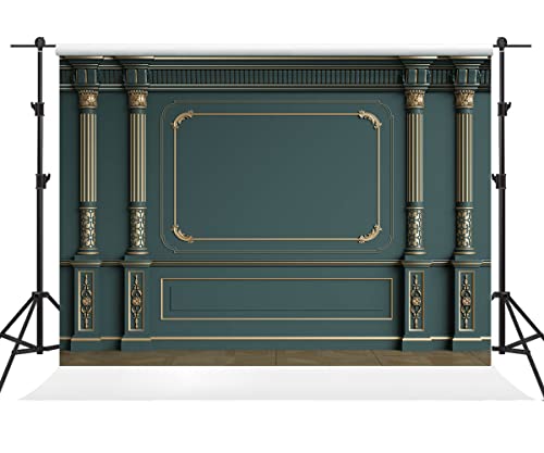 Kate 10×10ft Dark Green Photo Backdrop Classic Interior Gypsum Line Microfiber Empty Room Antique Roman Column Photography Background Photo Studio Props for Photographer Pictures Videos