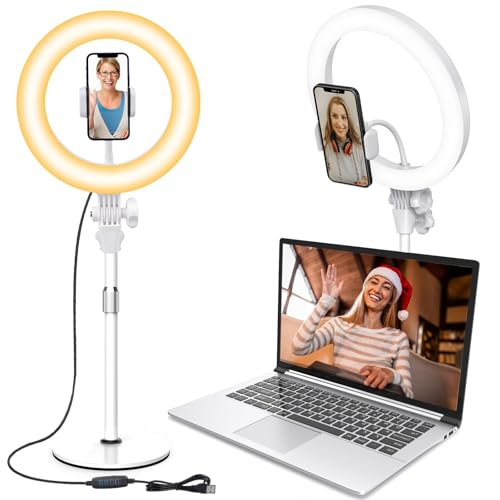 Desk Ring Light with Stand for Computer, Zoom Lighting for Computer, 30 Light Modes for Video Conference, Video Calls, Home Office, Desk Lighting for Video Recording, Podcast, Webcam, Stream