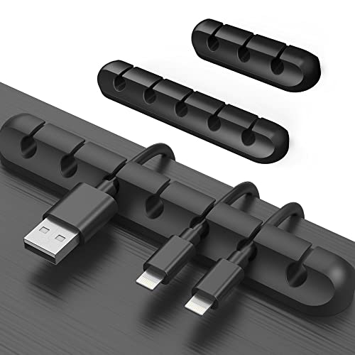 3 Pack Cable Clips Cord Management Organizer, Black, Silicone