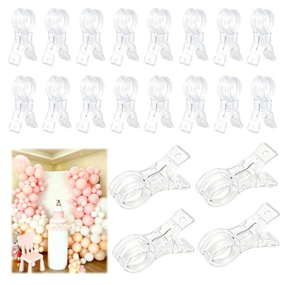 20 Pcs Balloon Arch Clips - Clear Strong Grip Clips for Balloon Arch Backdrop, 1.8 Inch Wide Opening, Reusable Balloon Spring Clamps for Arch Stand Garland Wedding Birthday Baby Shower