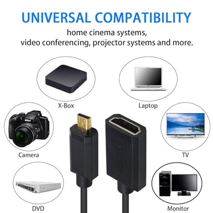 Duttek 90 Degree HDMI to Micro HDMI Extension Cable 6 Feet/1.8M, Left Angled Micro HDMI Male to HDMI Female Coiled Cable for Gopro Hero and Other Action Camera/Cam - size: Left Angled Male to Female 1.8M