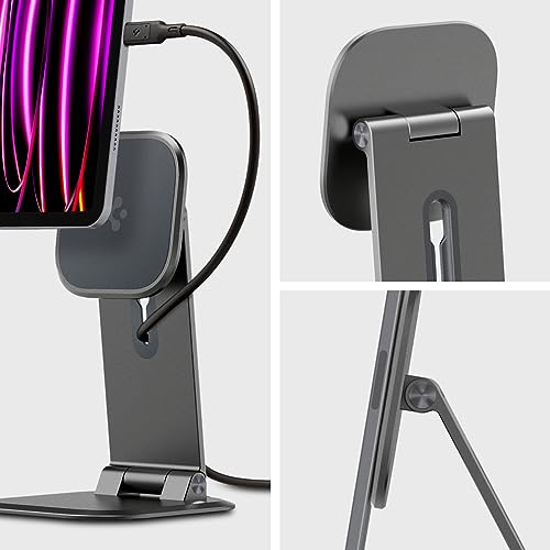 Spigen OneTap Easel Tablet Stand Designed for All iPad/Pro/Air/Mini Models Compatible with 8.3" / 10.9" / Pro 11" / 12.9" / 13" Premium Adjustable Multi-Angle Magnetic Stand - Space Gray - size: Multi-Angle Tablet Stand