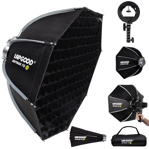 FS90 Softbox 90cm/35.5in Softboxes, Quick Release Foldable Softbox with Honeycomb Grid, S-Type Flash Bracket, Bowens Mount and Carrying Bag, Soft Box for Studio Photography Video Flash - size: 35"/90cm