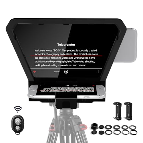 GVM Teleprompter Portable for iPad, Tablet, Smartphone & DSLR Cameras, Teleprompter Kit with Remote Control & Flexible Holder, teleprompter for Smartphone APP Compatible with iOS/Android - size: 9inch