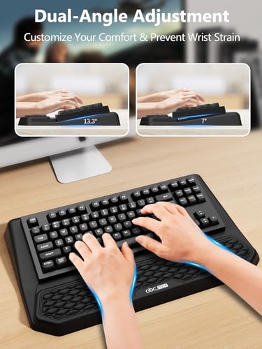 2-in-1 Ergonomic Keyboard Stand with Wrist Rest, Comfy Keyboard Riser Holder with Massage Design, Black - color: Black