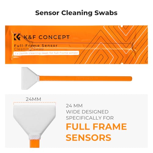 K&F Concept 25-1 Professional Camera Cleaning Kit with Full Frame Sensor Cleaning Swabs/60ML & 20ML Lens Cleaner/Cleaning Wipes/Camera Blower/Lens Pen Brush/Microfiber Cloths/Carrying Case - size: 24mm