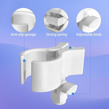 BILIONE Large Microphone Clip for Mics with Outer Diameter 1.26" to 2.3" | Adjustable Mic Holder, Premium ABS, Inside sponge to protect microphones, With 5/8" Male to 3/8" Female Screw Adapter - color: White, size: 2 Pack