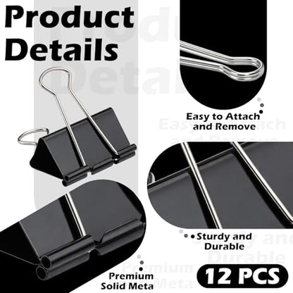 Sieral 12 Pack Balloon Arch Clips 2 Inch Backdrop Clamps Large Binder Clips Black Heavy Duty Clamps for Balloon Arch Birthday Decor Crafts Backdrop Photography Studios Woodworking Home Office