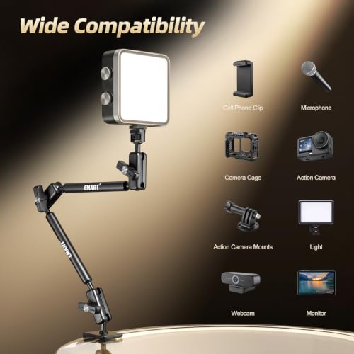 EMART 21”Magic Arm Clamp Kit,Overhead Desk Camera Mount with 1/4”&3/8” Screw,Articulating Desktop Boom Arm Compatible with Webcam/Monitors/Mics for Streaming/Recording