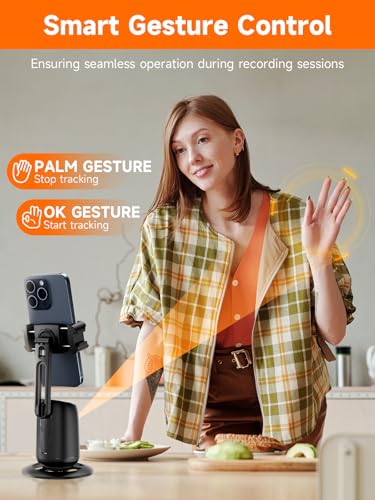 Rollei Auto Face Tracking Tripod, Desktop Smartphone Gimbal Stabilizer Phone Holder with AI Track for iPhone/Android Stand for Filming Streaming Tiktok Video Vlog | Mobile Stand with Motion Sensor for Tiktok Live Streaming Video Vlog Recording, Tripod Pho