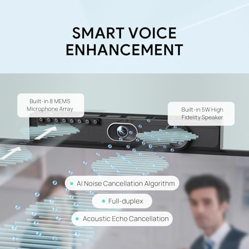 Yealink UVC40 E2 USB Conference Room Camera System 4K Video Conference Camera 120° Wide-Angle Lens 8 Microphone 5W High-Fidelity Speaker Auto Framing Speaker Tracking Compatible with Microsoft, Zoom