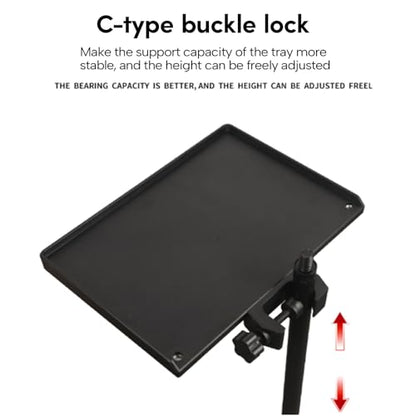 Mic Sound Card Holder For Microphone Stand Tray Clamp-On Mic Rack Tray Height Adjustable With O-Rings Clamps Desktop Speaker Stand