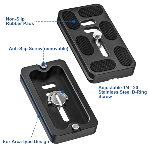 CAVIX PU-70 Extended Quick Release Plate – Lightweight Aluminum Alloy, Arca-Swiss Compatible with Non-Slip Pad for DSLR/Mirrorless Cameras – Fits Tripods, Gimbals, Ball Heads (1/4″-20 Screw) - size: 70mm